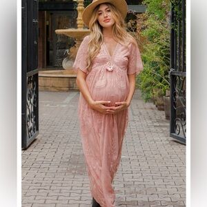 NWT Pink Blush Maternity dress. Lacy details. Light pink.